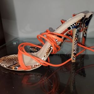 Snakeskin Strap up Sandals